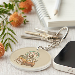 Sugar Skull Passionate About Reading Keychain