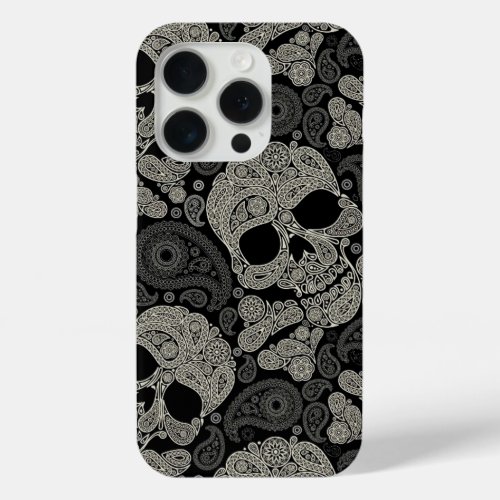 Sugar Skull Pattern Apple iPhone 15 Pro Case