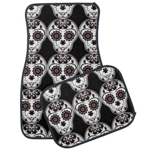 Sugar skull pattern car mat