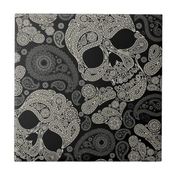 Sugar Skull Pattern Ceramic Tile by ReligiousStore at Zazzle