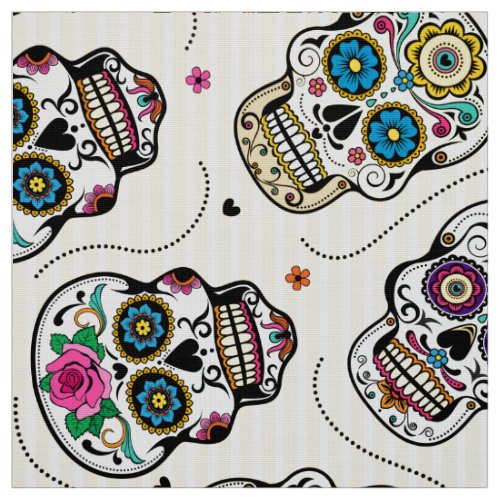 Sugar skull pattern colorful fun fabric