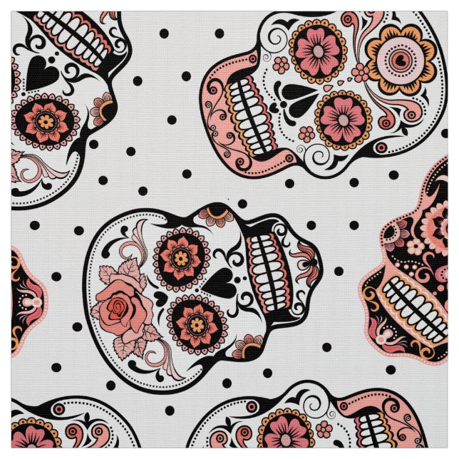Sugar skull pattern colorful fun fabric (Swatch)