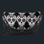 Sugar skull pattern courier bag<br><div class="desc">A cute pattern with my own sugar skull in hot pink and black on a messenger bag.</div>