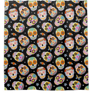 Sugar Skull Pattern Shower Curtain