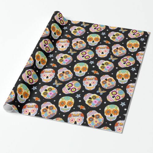 Sugar Skull Pattern Wrapping Paper