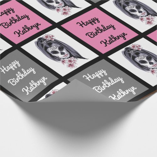 Sugar Skull Personalized Birthday Wrapping Paper