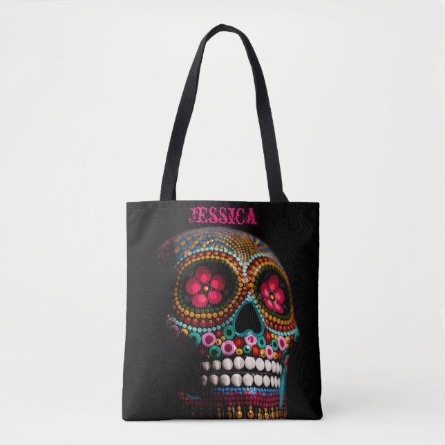 Sugar Skull Personalized Tote Bag (Front)