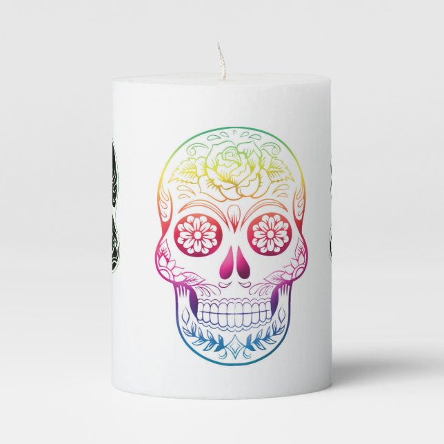 SUGAR SKULL Pillar Candle (Front)