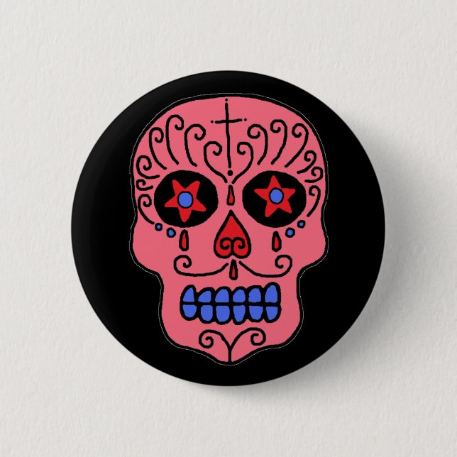 Sugar Skull Pinback Button (Front)