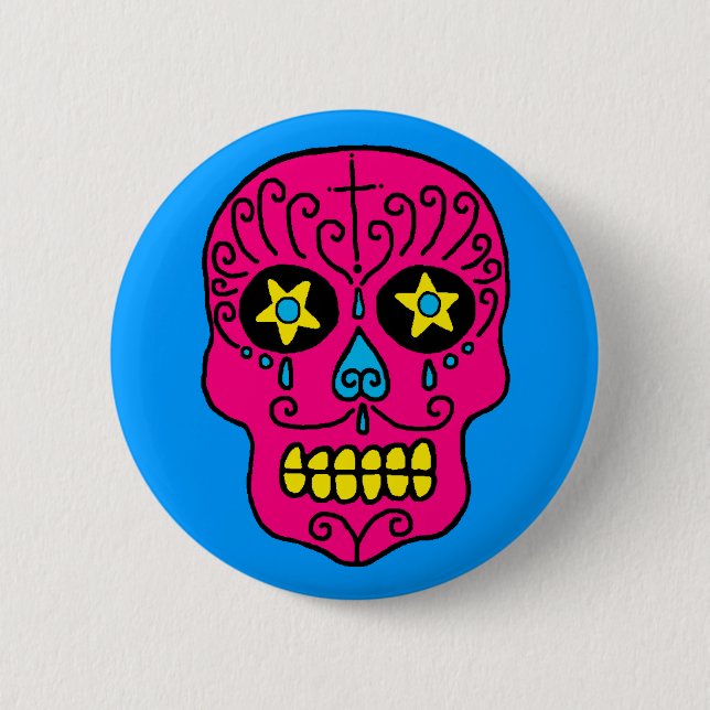 Sugar Skull Pinback Button (Front)