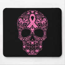 Sugar Skull Pink Ribbon Calavera Breast Cancer Awa Mouse Pad