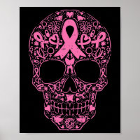 Sugar Skull Pink Ribbon Calavera Breast Cancer Awa