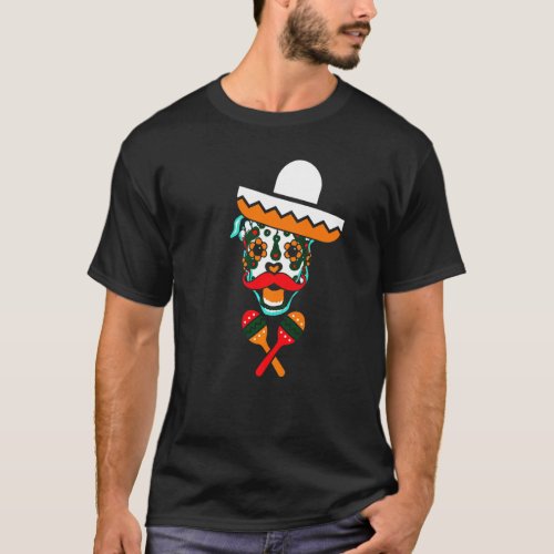 Sugar Skull Pitbull Sombrero Mustache Maracas Cool T_Shirt