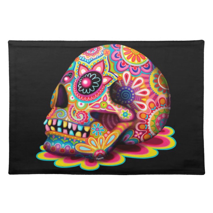 Sugar Skull Placemat Day of the Dead Art Zazzle