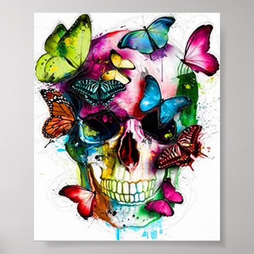 sugar skull poster with butterfly effect