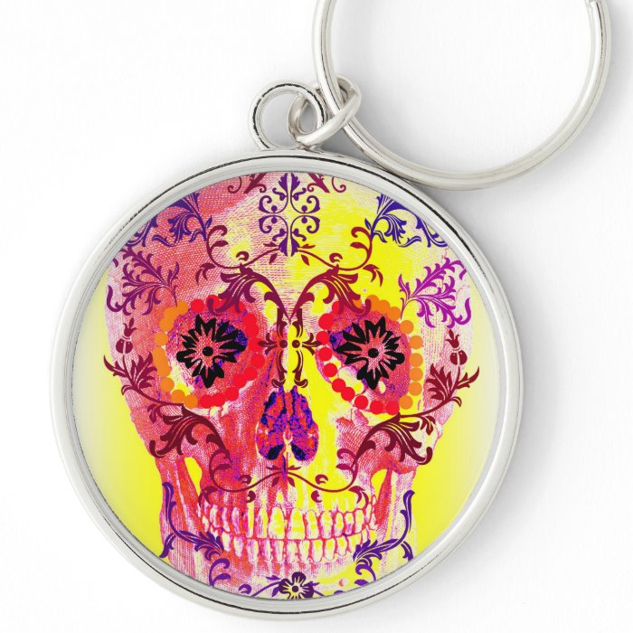 SUGAR SKULL PSYCHEDELIC PRINT KEY CHAIN