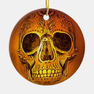 Sugar Skull Pumpkin Tree Ornament