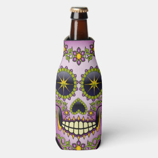 Sugar Skull Purple Floral Bottle Cooler