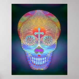 Sugar Skull, Rainbow Day of the Dead Poster