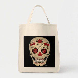 Sugar Skull Red Rose Day of the Dead Tote Bag