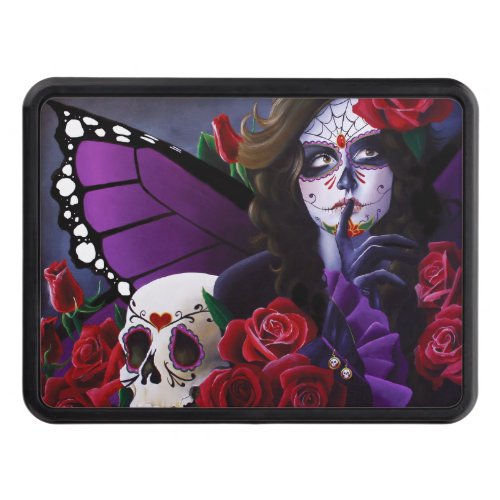 Sugar Skull Red Roses Purple Hitch Cover