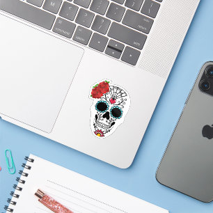 Sugar Skull Red Roses Sticker