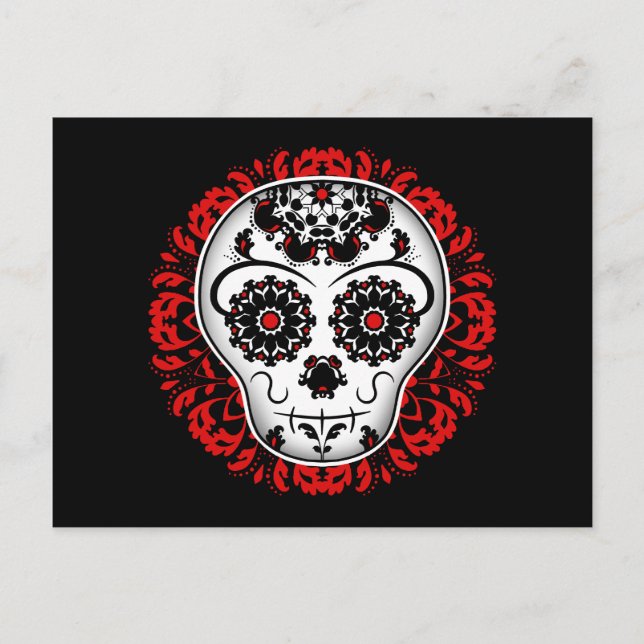 Sugar skull red version postcard (Front)