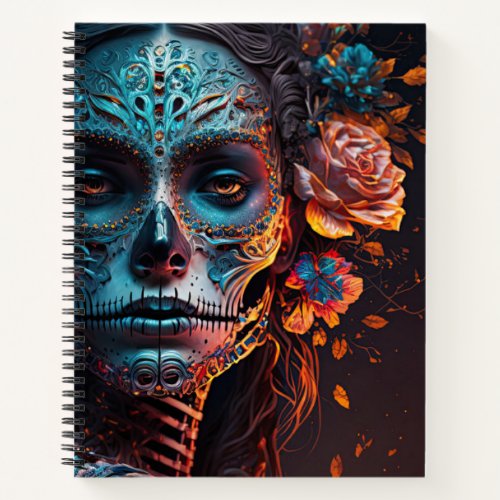 Sugar Skull Robotic Woman Day of the Dead Notebook