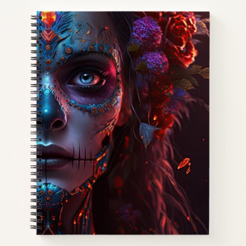 Sugar Skull Robotic Woman Day of the Dead Notebook