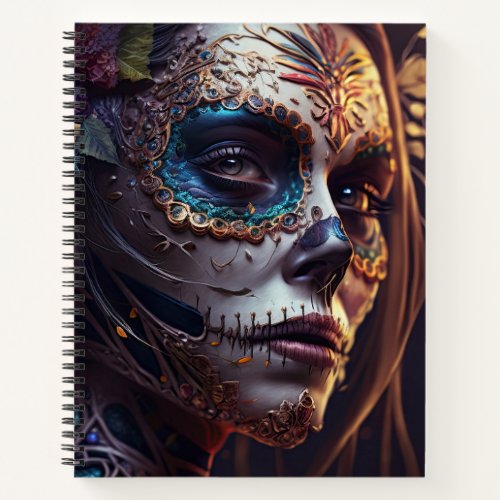 Sugar Skull Robotic Woman Day of the Dead Notebook