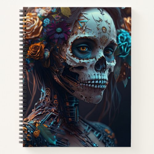 Sugar Skull Robotic Woman Day of the Dead Notebook