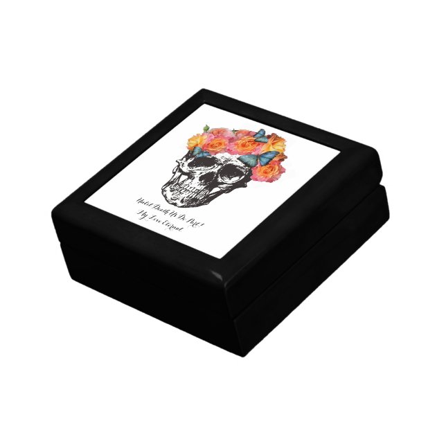 Sugar Skull Roses  Golden Skull Art Gift Box (Side)