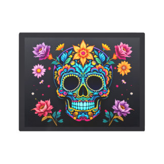 Sugar Skull & Roses Metal Print