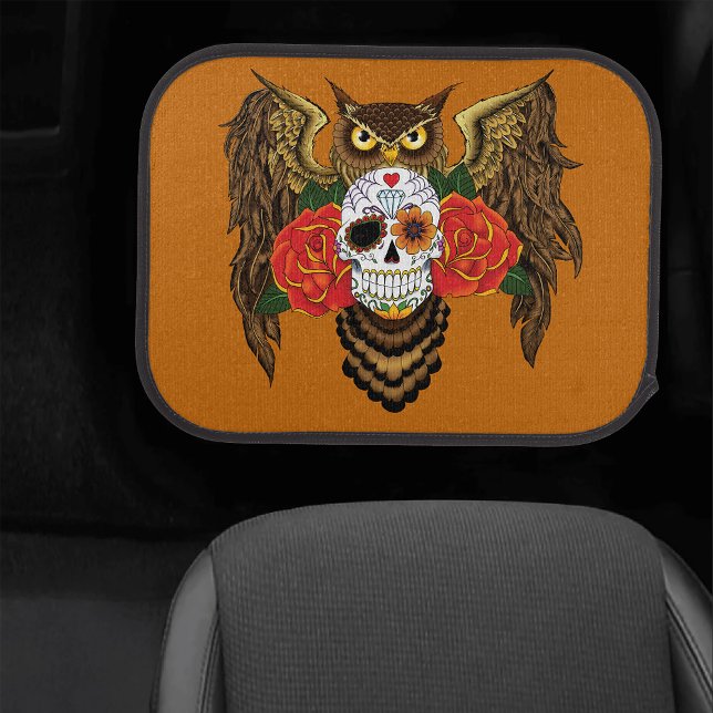 Sugar Skull Roses Owl Car Floor Mat (Creator Uploaded)