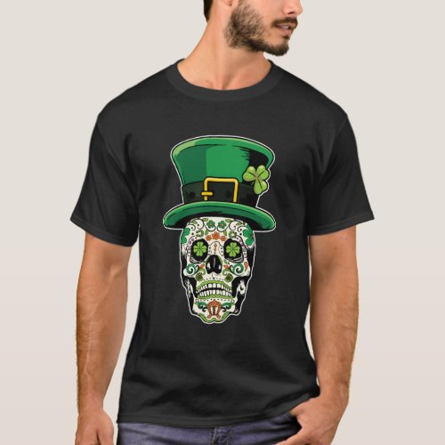 Sugar Skull Saint Patricks Day Of Dead T_Shirt