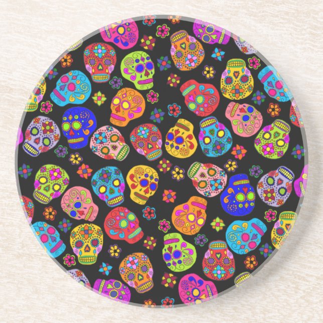 Sugar Skull Sandstone Coaster (Front)