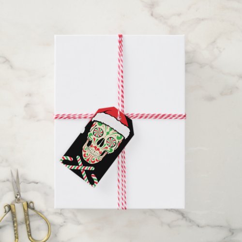 sugar skull santa customizable gift tags