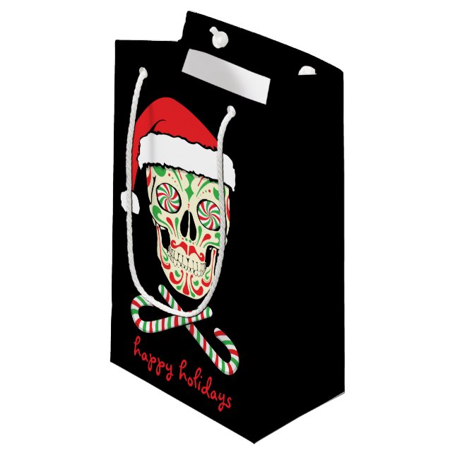 sugar skull santa customizable small gift bag (Front Angled)