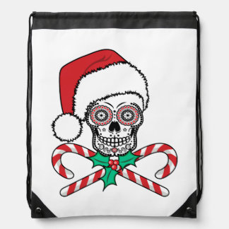Sugar Skull Santa Drawstring Bag