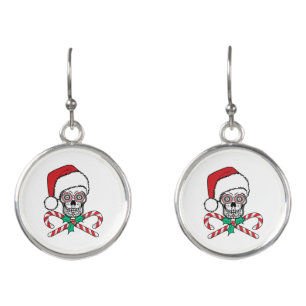 Sugar Skull Santa Earrings