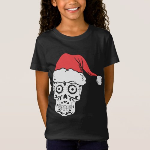 Sugar Skull Santa Funny Christmas T_Shirt