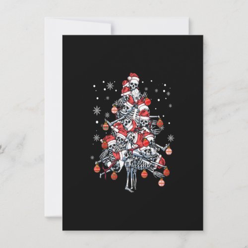 Sugar Skull Santa Hat Christmas Tree Funny Xmas Invitation