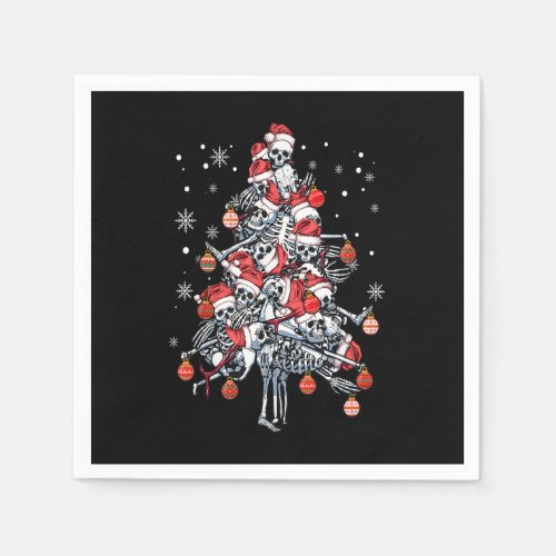 Sugar Skull Santa Hat Christmas Tree Funny Xmas Napkins
