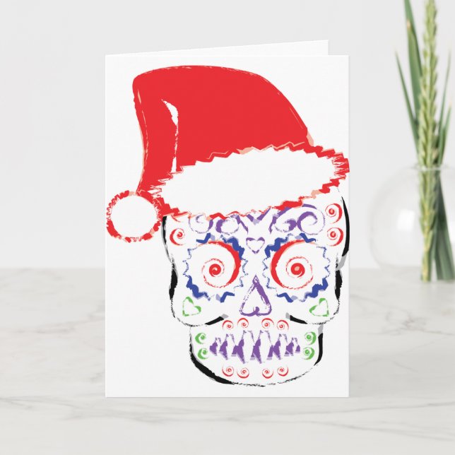 Sugar Skull Santa Holiday Card (Front)