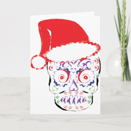 Sugar Skull Santa Holiday Card