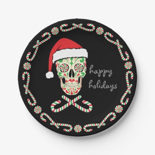sugar skull santa plate