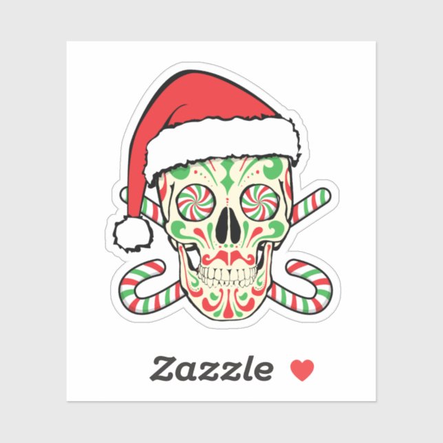 Sugar Skull Santa Sticker (Sheet)