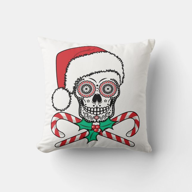 Sugar Skull Santa Throw Pillow (Front)