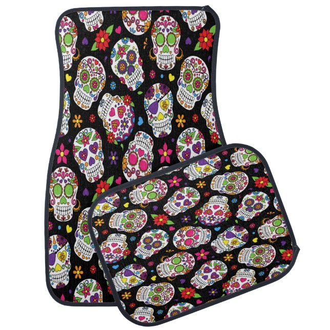 Sugar skull Scary and bloodcurdling intimidating Car Mat (Set)