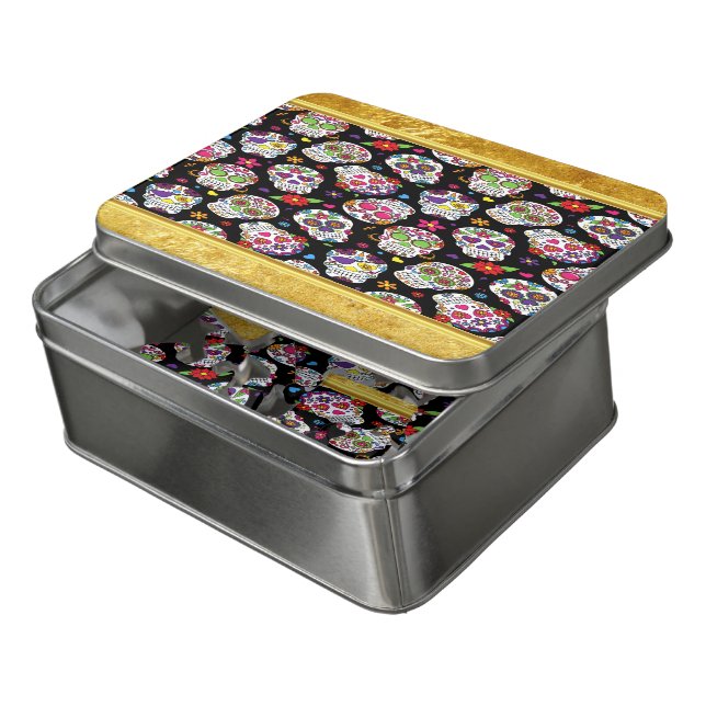 Sugar skull Scary and bloodcurdling intimidating Jigsaw Puzzle (Lid Open)